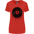 A Dripping Vinyl Record Turntable Decks DJ Womens Wider Cut T-Shirt Red