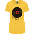 A Dripping Vinyl Record Turntable Decks DJ Womens Wider Cut T-Shirt Yellow