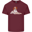 A Epagneul Breton Dog Mens Cotton T-Shirt Tee Top Maroon