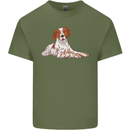 A Epagneul Breton Dog Mens Cotton T-Shirt Tee Top Military Green