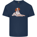 A Epagneul Breton Dog Mens Cotton T-Shirt Tee Top Navy Blue