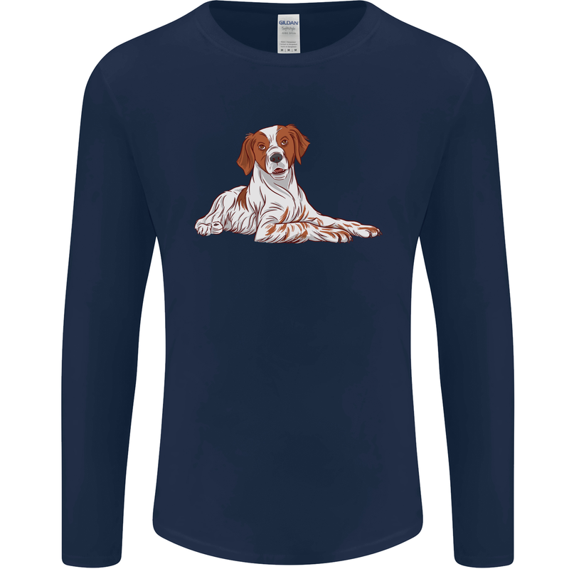 A Epagneul Breton Dog Mens Long Sleeve T-Shirt Navy Blue