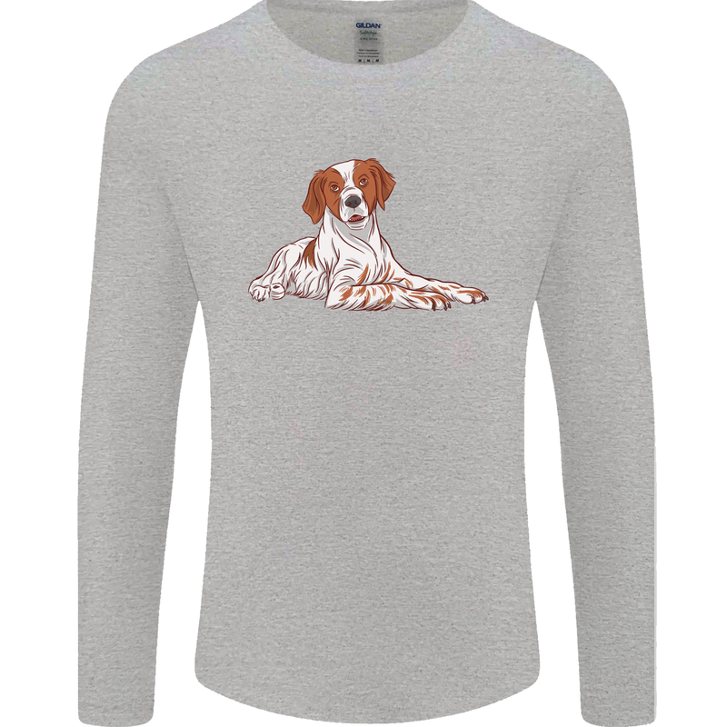 A Epagneul Breton Dog Mens Long Sleeve T-Shirt Sports Grey