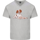 A Epagneul Breton Dog Mens V-Neck Cotton T-Shirt Sports Grey