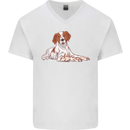 A Epagneul Breton Dog Mens V-Neck Cotton T-Shirt White