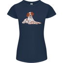 A Epagneul Breton Dog Womens Petite Cut T-Shirt Navy Blue