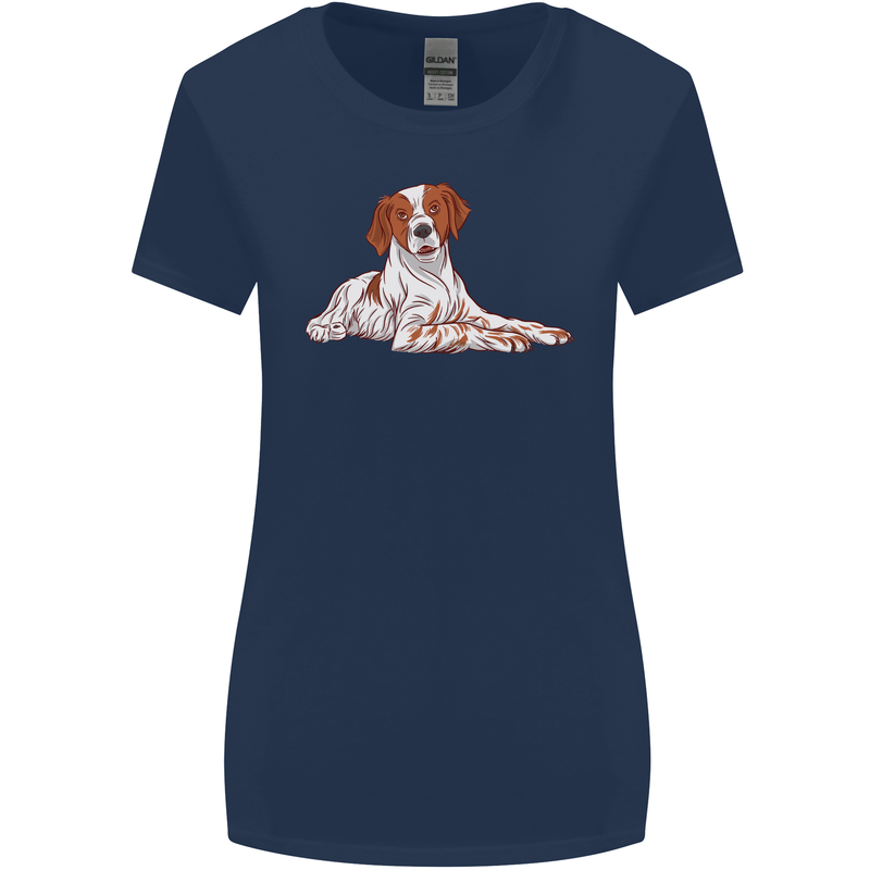 A Epagneul Breton Dog Womens Wider Cut T-Shirt Navy Blue