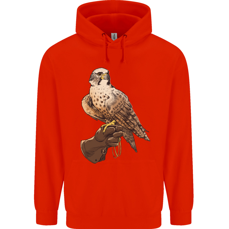 A Falcon Falconry Mens 80% Cotton Hoodie Bright Red