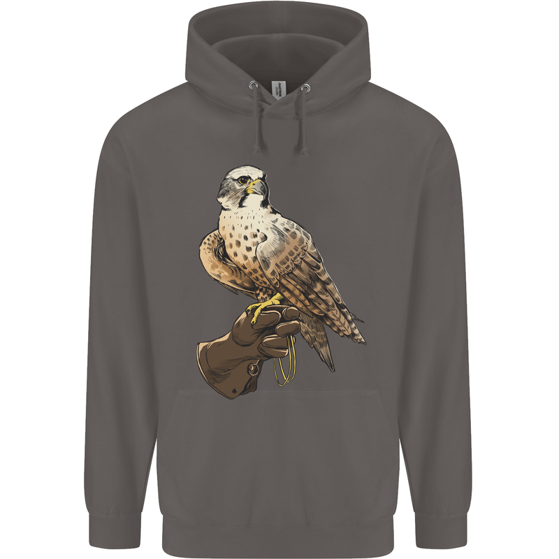 A Falcon Falconry Mens 80% Cotton Hoodie Charcoal