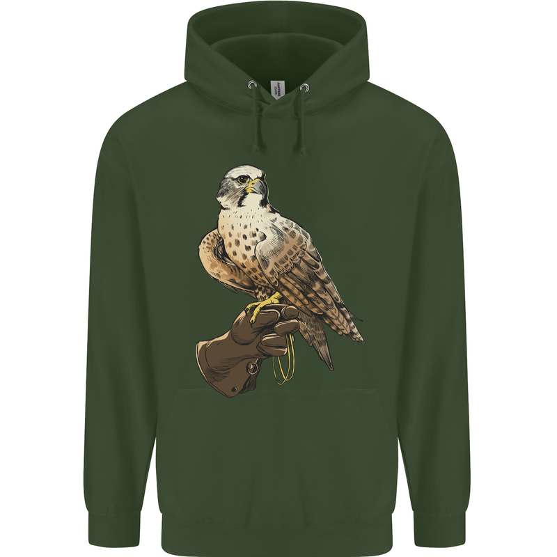 A Falcon Falconry Mens 80% Cotton Hoodie Forest Green