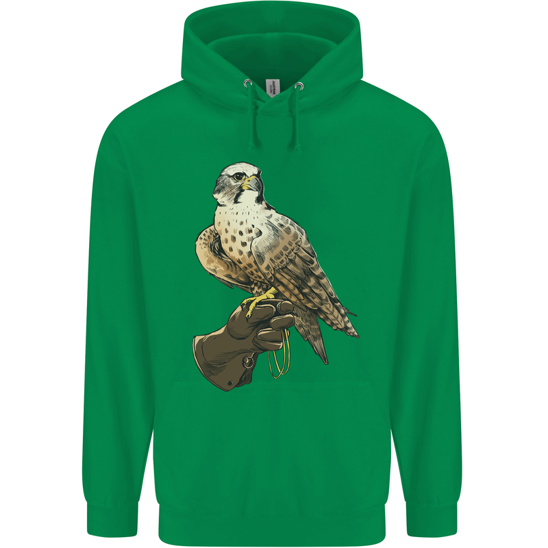 A Falcon Falconry Mens 80% Cotton Hoodie Irish Green