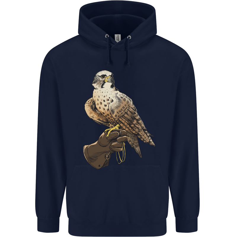 A Falcon Falconry Mens 80% Cotton Hoodie Navy Blue