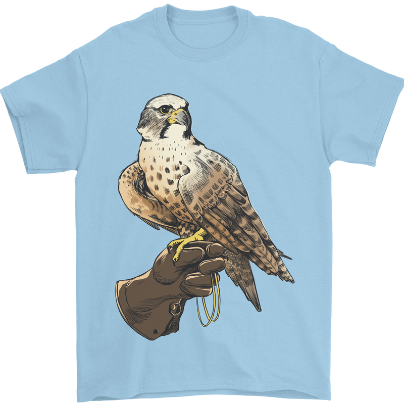A Falcon Falconry Mens T-Shirt 100% Cotton Light Blue