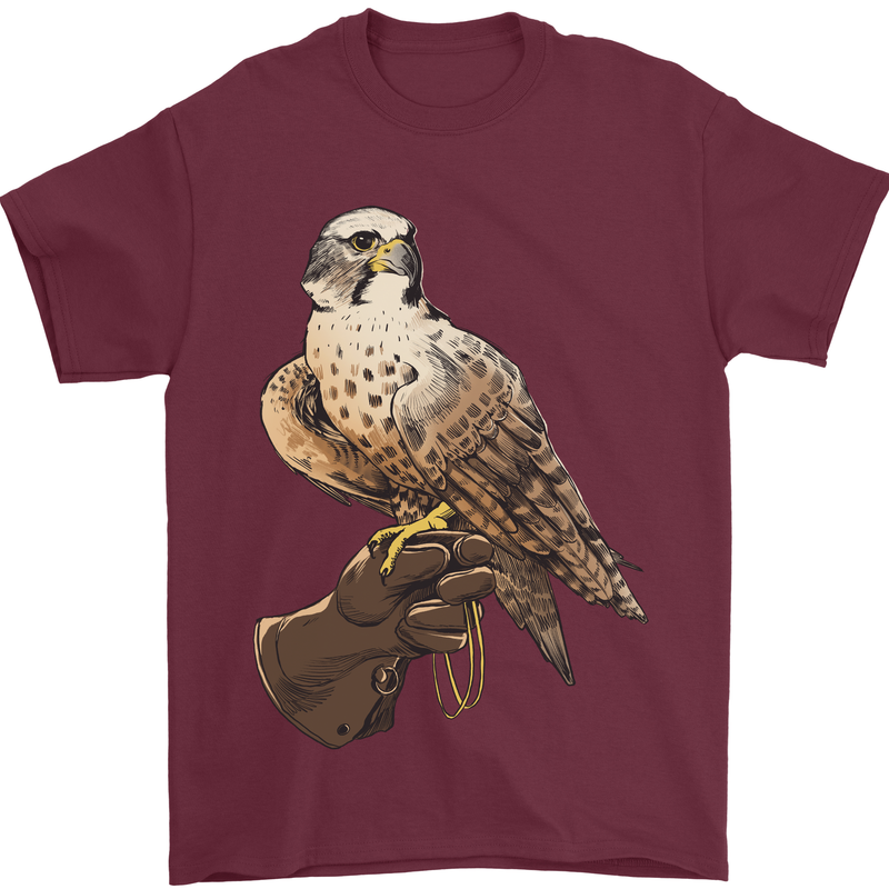 A Falcon Falconry Mens T-Shirt 100% Cotton Maroon