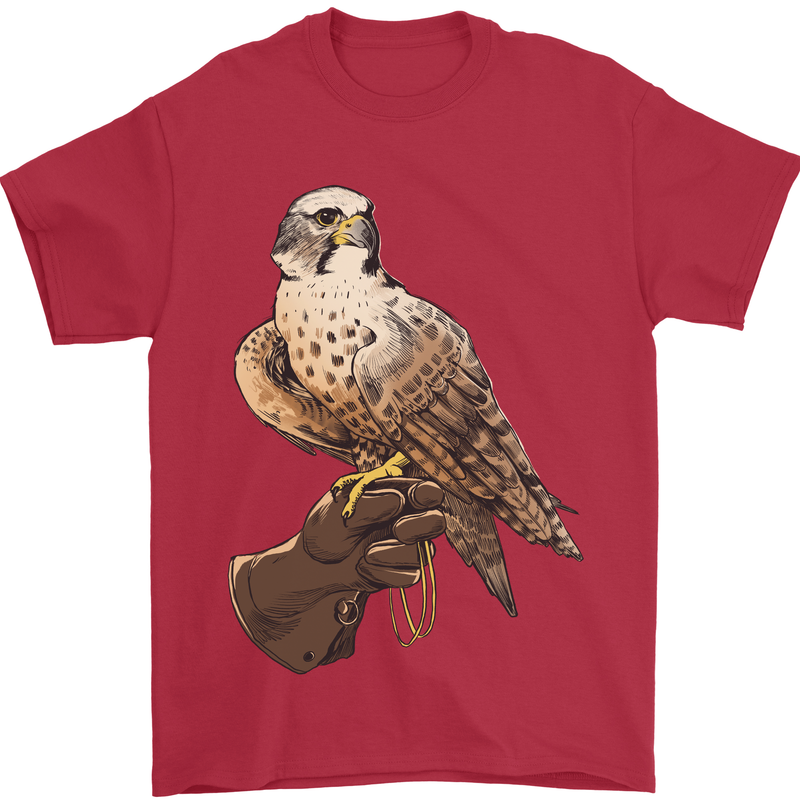 A Falcon Falconry Mens T-Shirt 100% Cotton Red