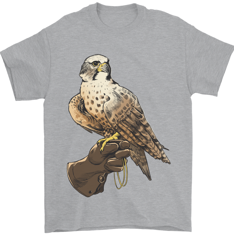A Falcon Falconry Mens T-Shirt 100% Cotton Sports Grey