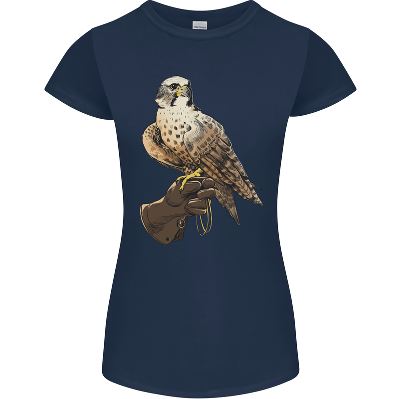 A Falcon Falconry Womens Petite Cut T-Shirt Navy Blue