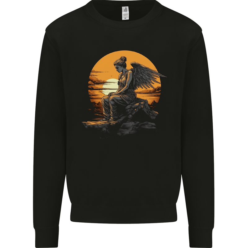 A Fallen Angel Sunset Fantasy Mens Sweatshirt Jumper Black