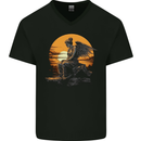 A Fallen Angel Sunset Fantasy Mens V-Neck Cotton T-Shirt Black