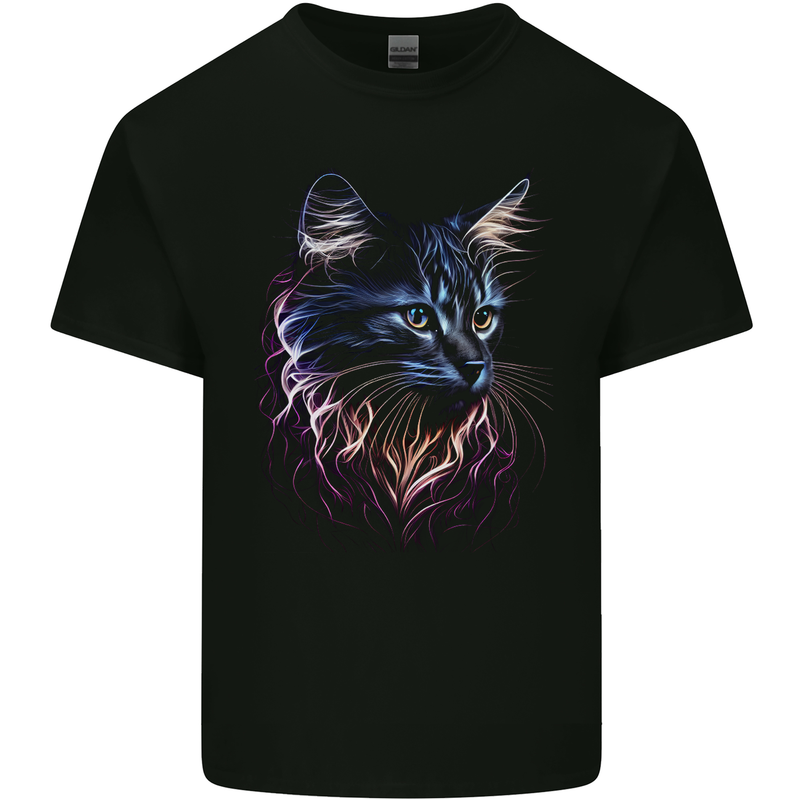 A Fantasy Cat With Cool Colours 1 Kids T-Shirt Childrens Black