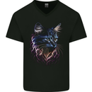 A Fantasy Cat With Cool Colours 1 Mens V-Neck Cotton T-Shirt Black