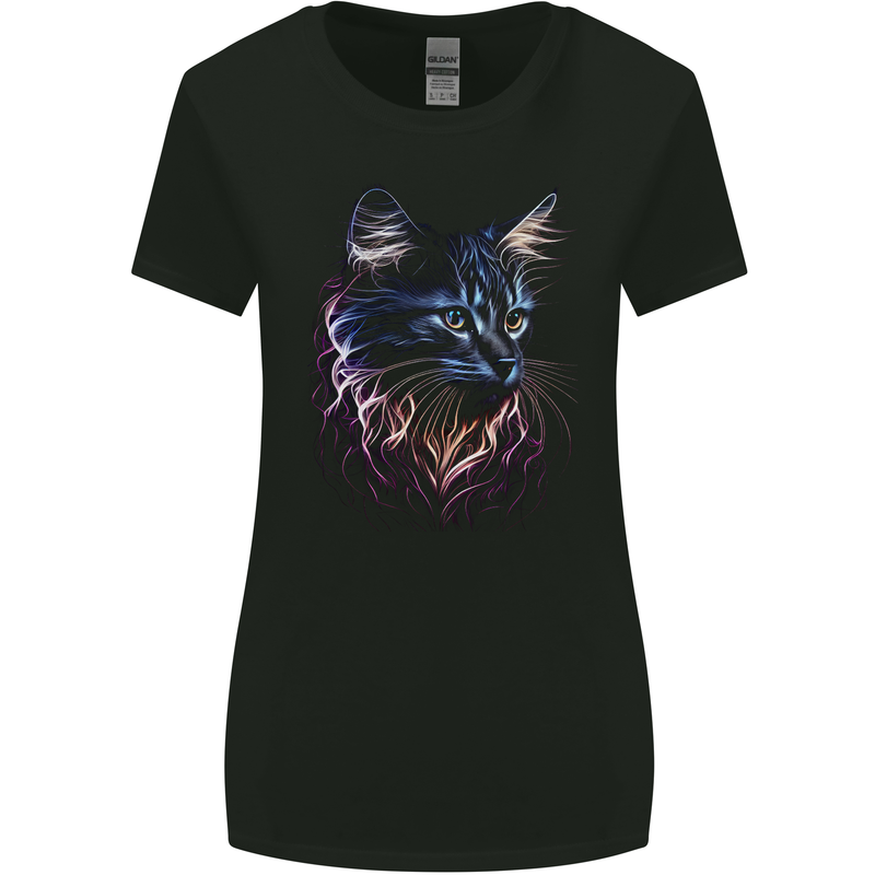 A Fantasy Cat With Cool Colours 1 Womens Wider Cut T-Shirt Black