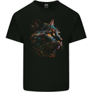 A Fantasy Cat With Cool Colours 2 Kids T-Shirt Childrens Black