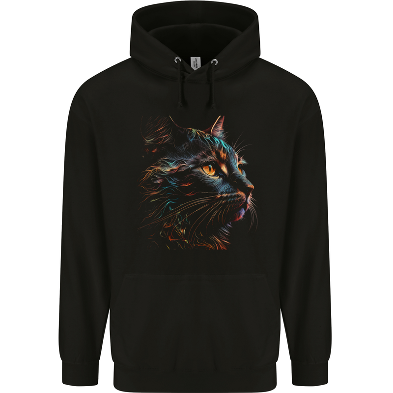 A Fantasy Cat With Cool Colours 2 Mens 80% Cotton Hoodie Black