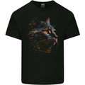 A Fantasy Cat With Cool Colours 2 Mens Cotton T-Shirt Tee Top Black
