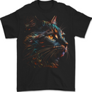 A Fantasy Cat With Cool Colours 2 Mens T-Shirt 100% Cotton BLACK
