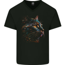 A Fantasy Cat With Cool Colours 2 Mens V-Neck Cotton T-Shirt Black