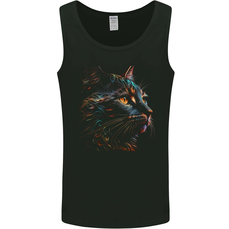 A Fantasy Cat With Cool Colours 2 Mens Vest Tank Top Black