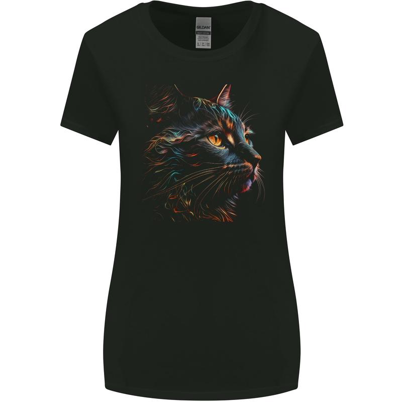 A Fantasy Cat With Cool Colours 2 Womens Wider Cut T-Shirt Black