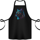 A Fantasy Cat With Cool Colours 3 Cotton Apron 100% Organic Black