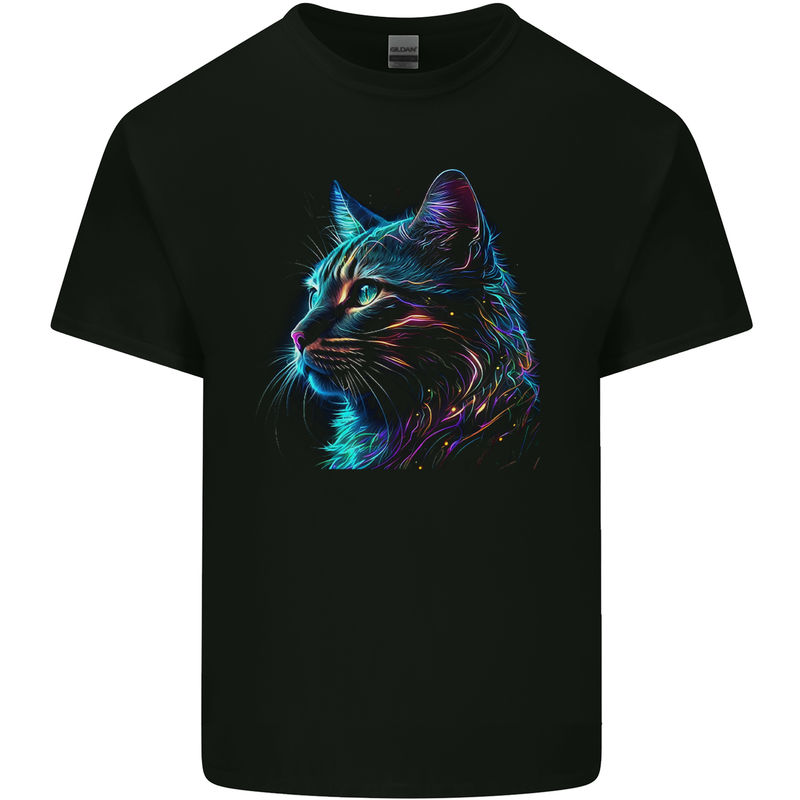 A Fantasy Cat With Cool Colours 3 Kids T-Shirt Childrens Black