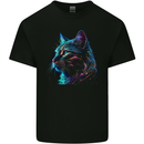 A Fantasy Cat With Cool Colours 3 Mens Cotton T-Shirt Tee Top Black