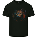 A Fantasy Cat With Cool Colours 4 Mens Cotton T-Shirt Tee Top Black