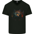 A Fantasy Cat With Cool Colours 4 Mens V-Neck Cotton T-Shirt Black