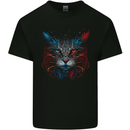 A Fantasy Cat With Cool Colours 5 Mens Cotton T-Shirt Tee Top Black