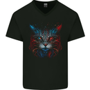 A Fantasy Cat With Cool Colours 5 Mens V-Neck Cotton T-Shirt Black