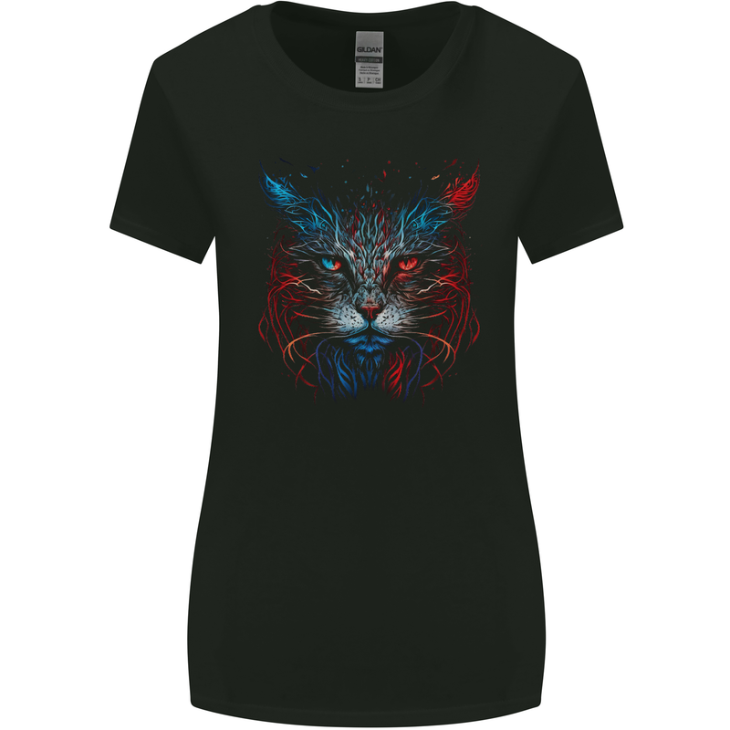 A Fantasy Cat With Cool Colours 5 Womens Wider Cut T-Shirt Black