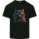 A Fantasy Cat With Cool Colours 7 Kids T-Shirt Childrens Black