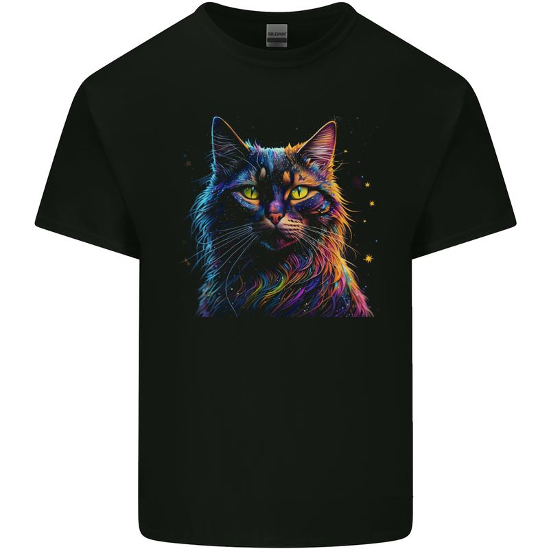 A Fantasy Cat With Cool Colours 7 Mens Cotton T-Shirt Tee Top Black