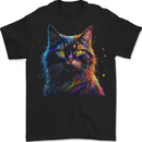 A Fantasy Cat With Cool Colours 7 Mens T-Shirt 100% Cotton BLACK