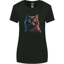 A Fantasy Cat With Cool Colours 7 Womens Wider Cut T-Shirt Black