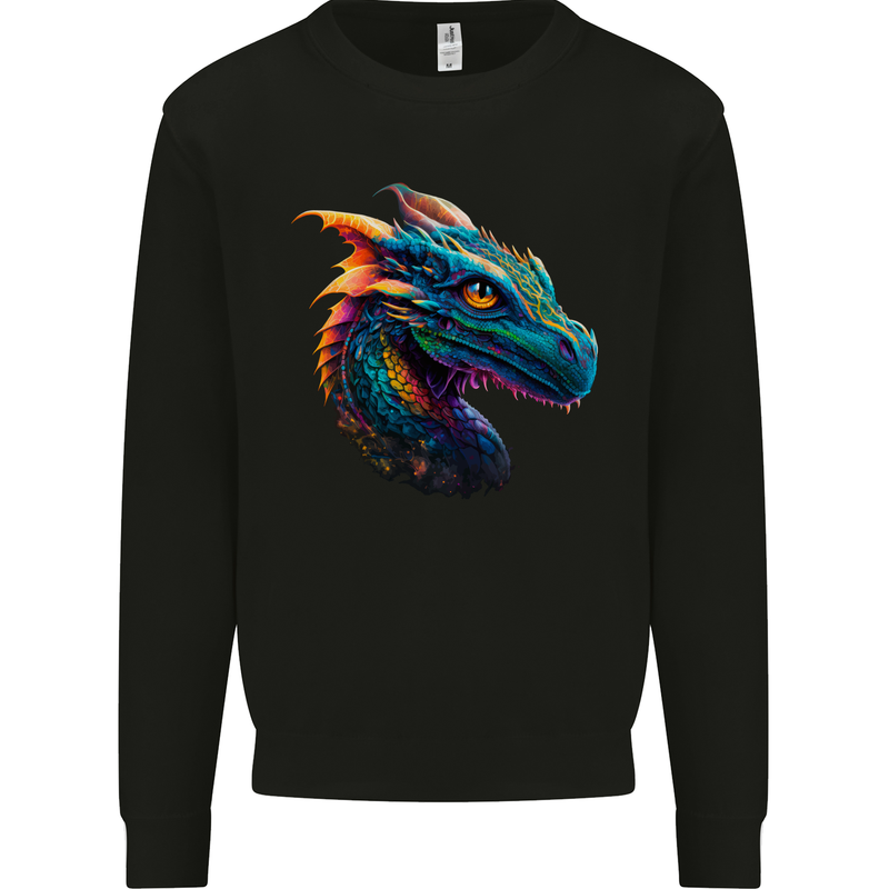 A Fantasy Colourful Dragon Kids Sweatshirt Jumper Black