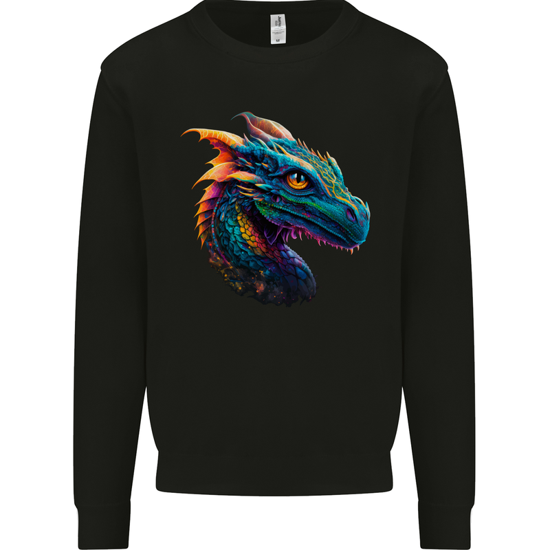 A Fantasy Colourful Dragon Mens Sweatshirt Jumper Black