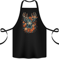 A Fantasy Deer With Flowers Cotton Apron 100% Organic Black