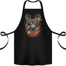 A Fantasy Deer With Flowers Cotton Apron 100% Organic Black