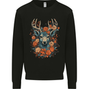 A Fantasy Deer With Flowers Kids Sweatshirt Jumper Black
